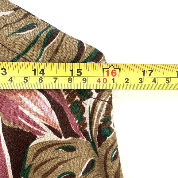 Madewell Goldie Mini Dress in 100% Linen Dark Coffee Tropical Print - Picture 7 of 11